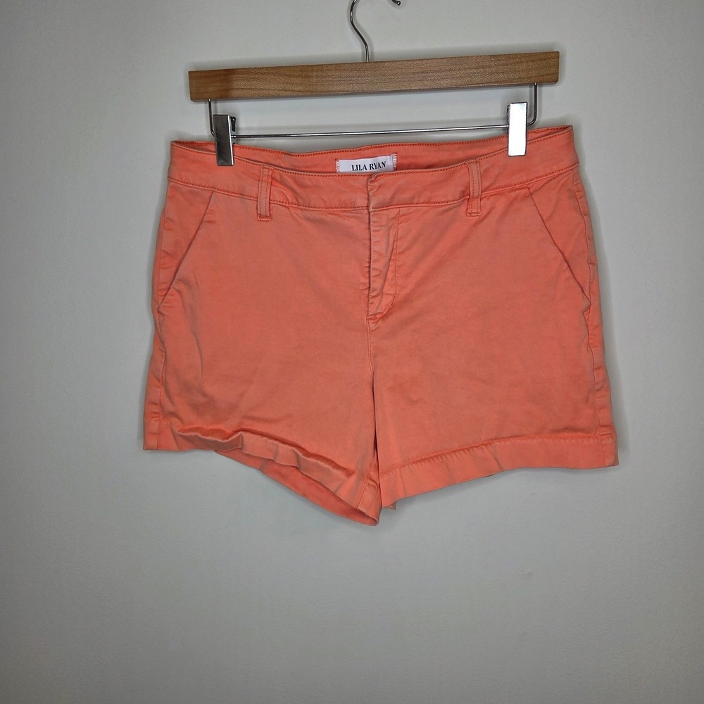 Lila Ryan Coral Peach Chino Shorts Stretch Cotton Blend Women's Size 8
